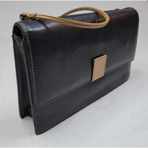 Caterina Lucchi Brown & Tan Italian Leather Shoulder Hand Bag Purse 8.5 x 5.5x 2 - Picture 3 of 7